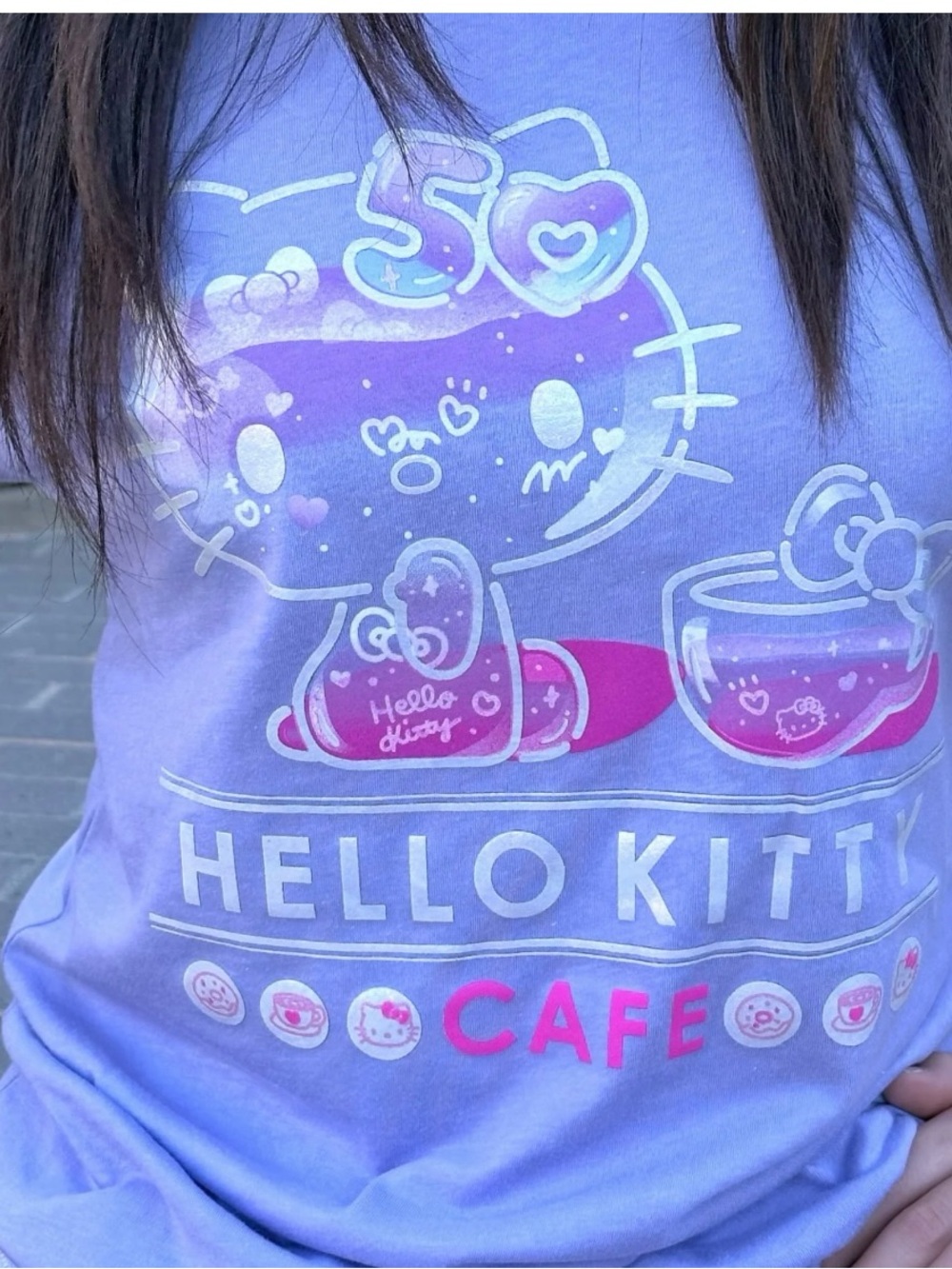 Hello Kitty 50th Anniversary Limited Edition Graphic Tee - Lilac Brand New 2XL